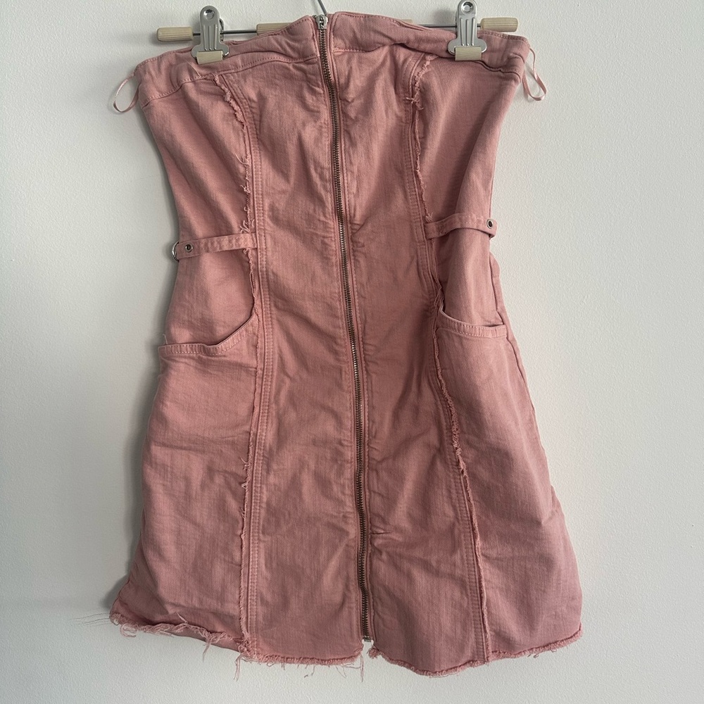 Pink Zip-Up Zara denim Dress